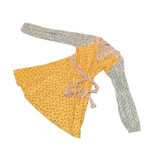 ASOS Yellow Mini Twofer Dress • Long Gray Sleeves • Women’s Size 4 • EUC